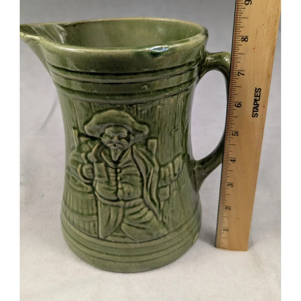 Vintage‎ 1920's McKoy Green Glazed Buccaneer Mug and Pitcher Drinkware Set
